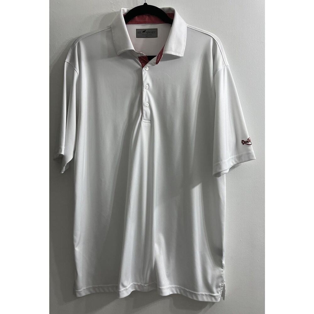 HL Sport Mens Golf Shirt Large White Performance‎ Luxury Quail Ridge Logo